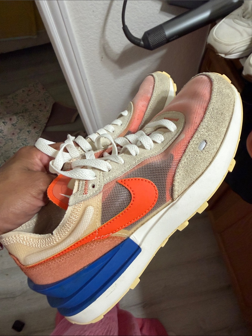 Nike Women's Orange and Blue Retro Trainer